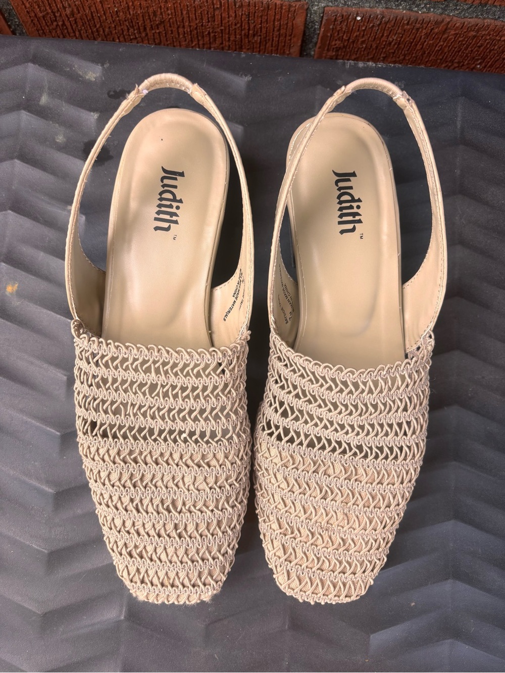 Beige Woven Slingback Flats crochet size 7